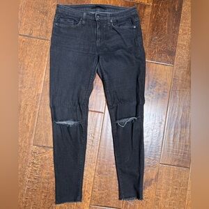 Joe’s black denim ripped knee skinny jeans